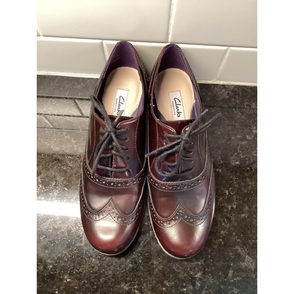 Clarks Brown Burgundy Hamble Oak‎ Oxfords Women's Size 6 - Picture 3 of 9